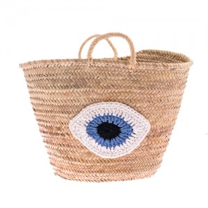 Ψάθινη τσάντα - Κεντημένο μάτι Large